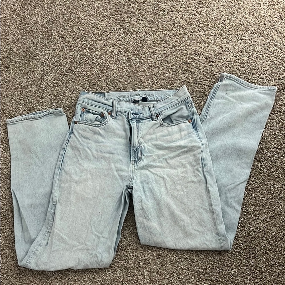 American Eagle Outfitters Blue Highest Rise Baggy Straight